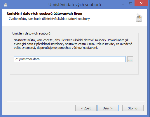 Volba umístění datového zdroje