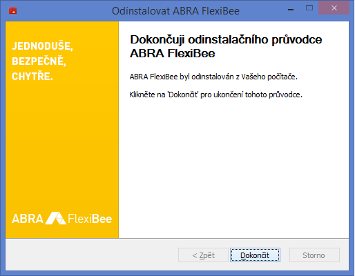 Ukázka závěrečného okna odinstalace